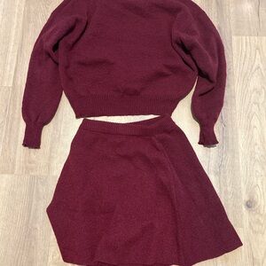 Women's Burgundy Skirt Set